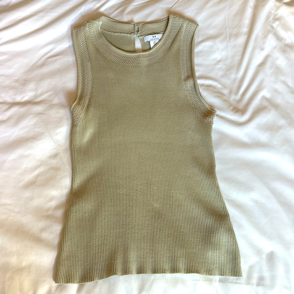 H Halston Tan detailed tank